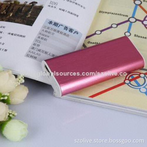 Portable Power Bank with 2,000mAh Capacity, Made of Aluminum + ABS Plastic Materials